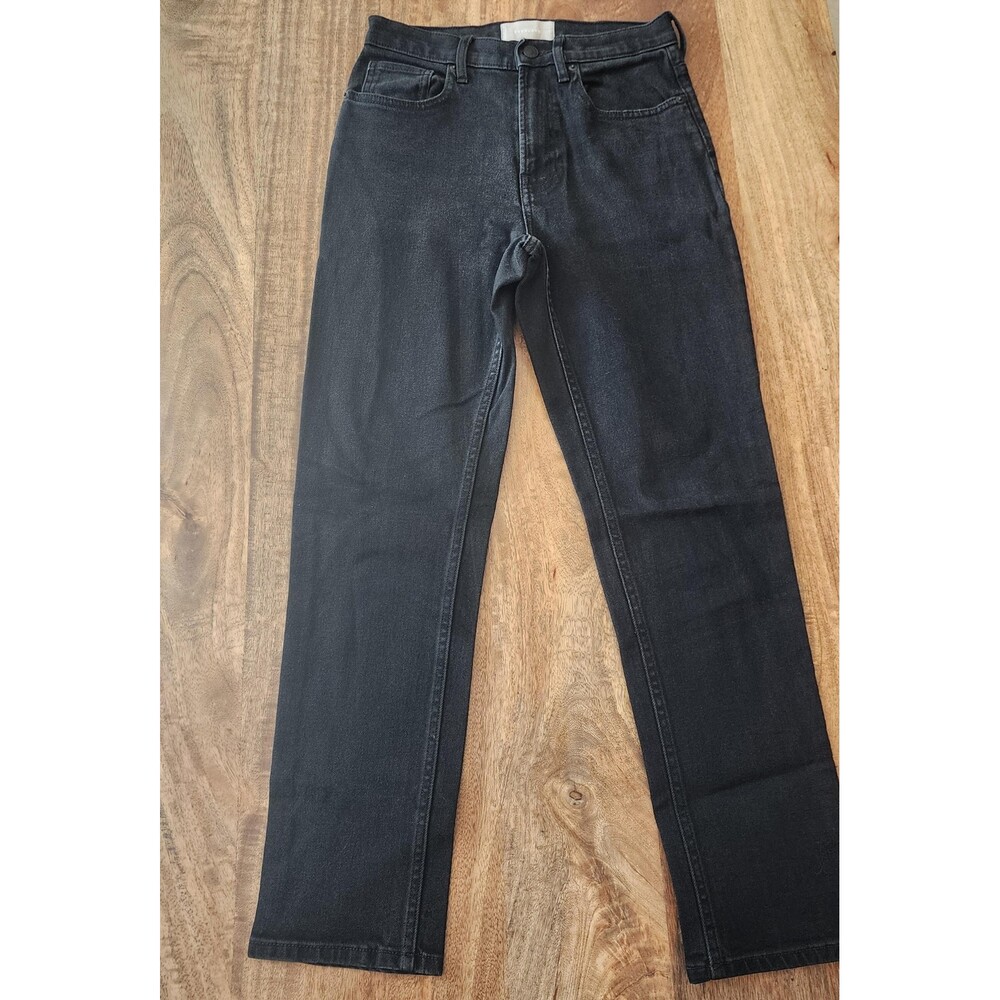 Everlane Jeans Womens 26 Black Charcoal High Rise Straight Leg Stretch Denim